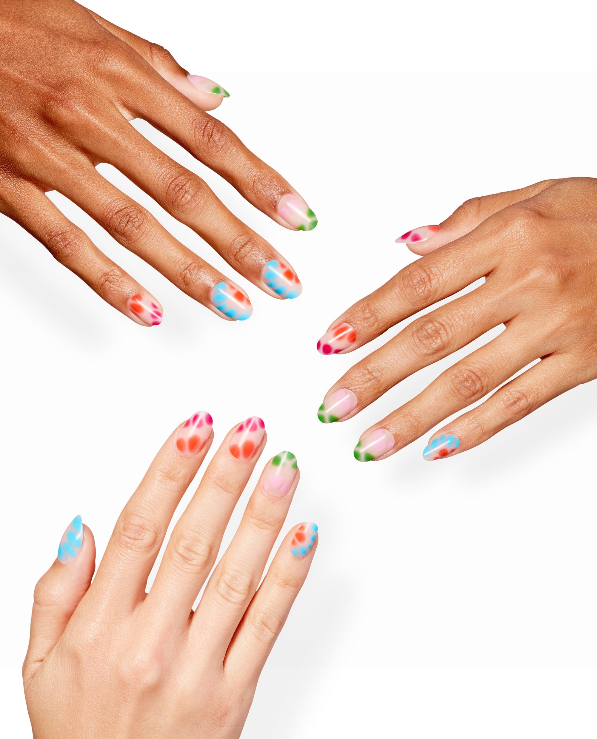 Tips to Dye For Tie-Dye Effect Round Stick On Nails Mani