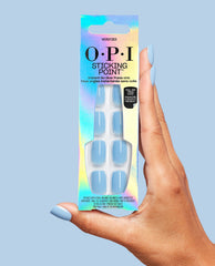 Verified Glossy Baby Blue Square Stick On Nails| OPI Hand and Product