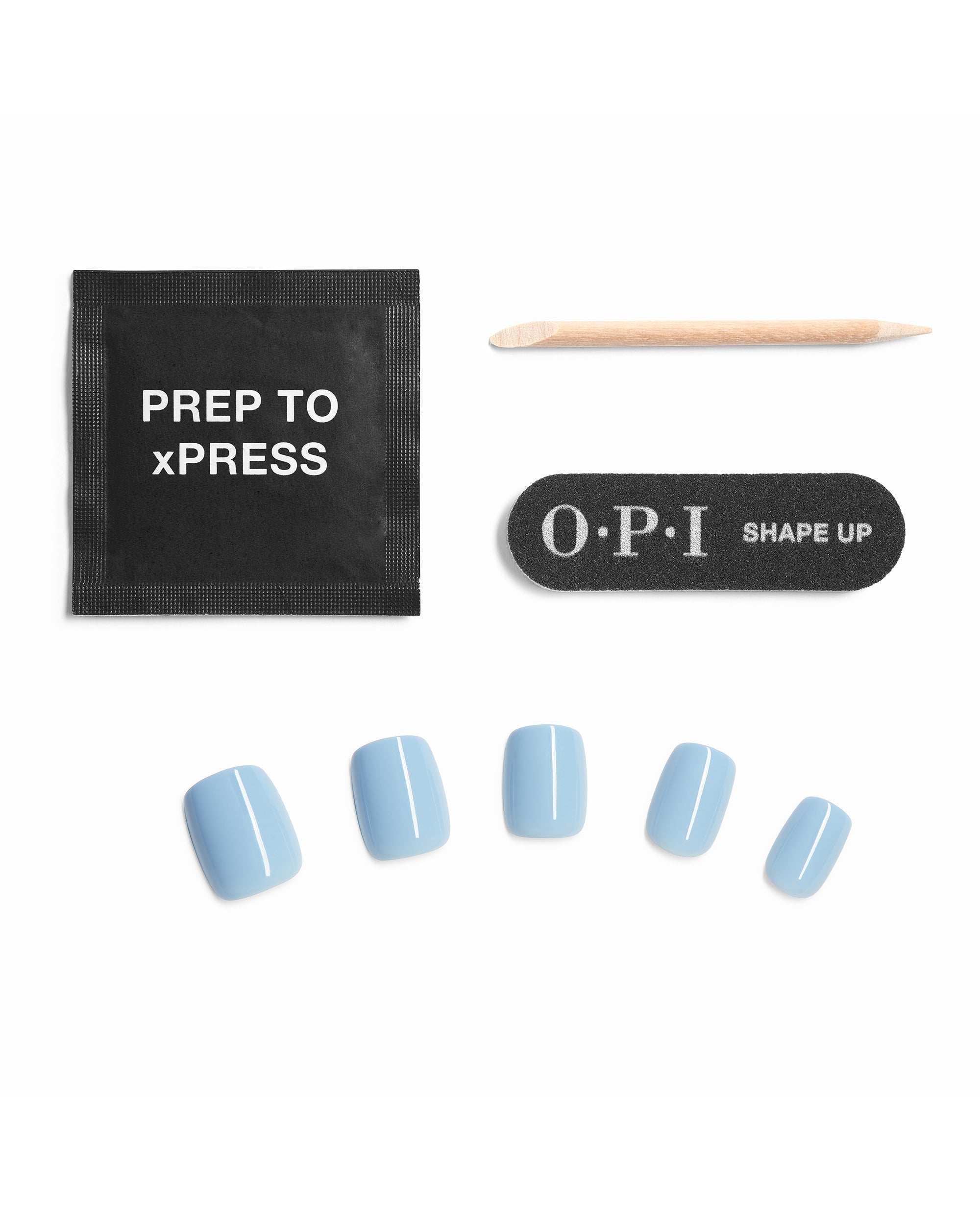 Verified Glossy Baby Blue Square Stick On Nails| OPI Contents