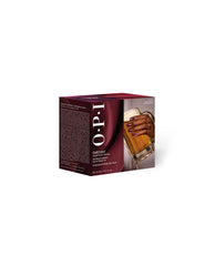 OPI Fall '26 GelColor 6PC Add-On Kit #1 displayed in burgundy retail packaging, featuring fall nail colors and a model’s metallic plum manicure on a clean white background.