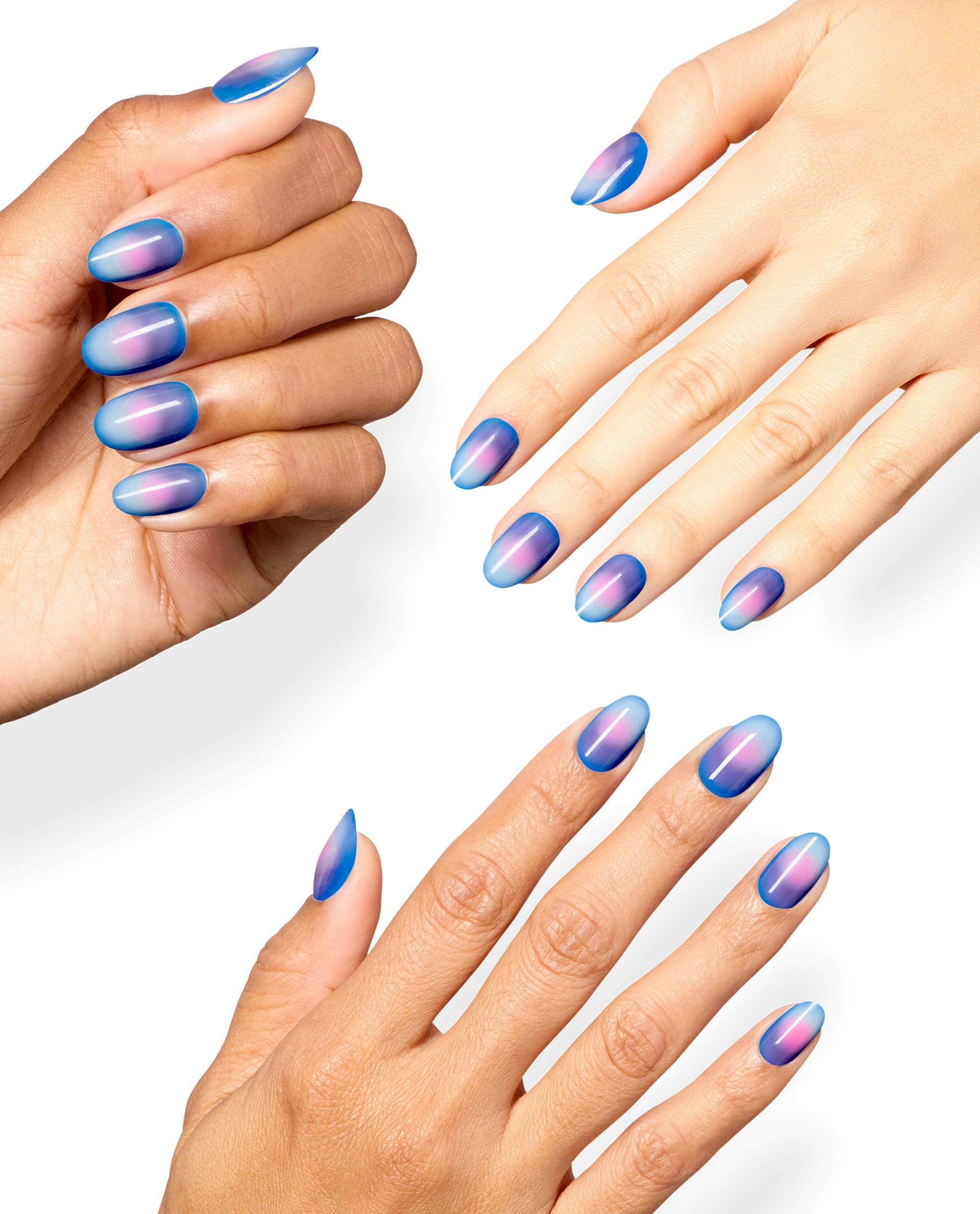 Aura We There Yet Blue and Pink Aura Press-On Nails Mani