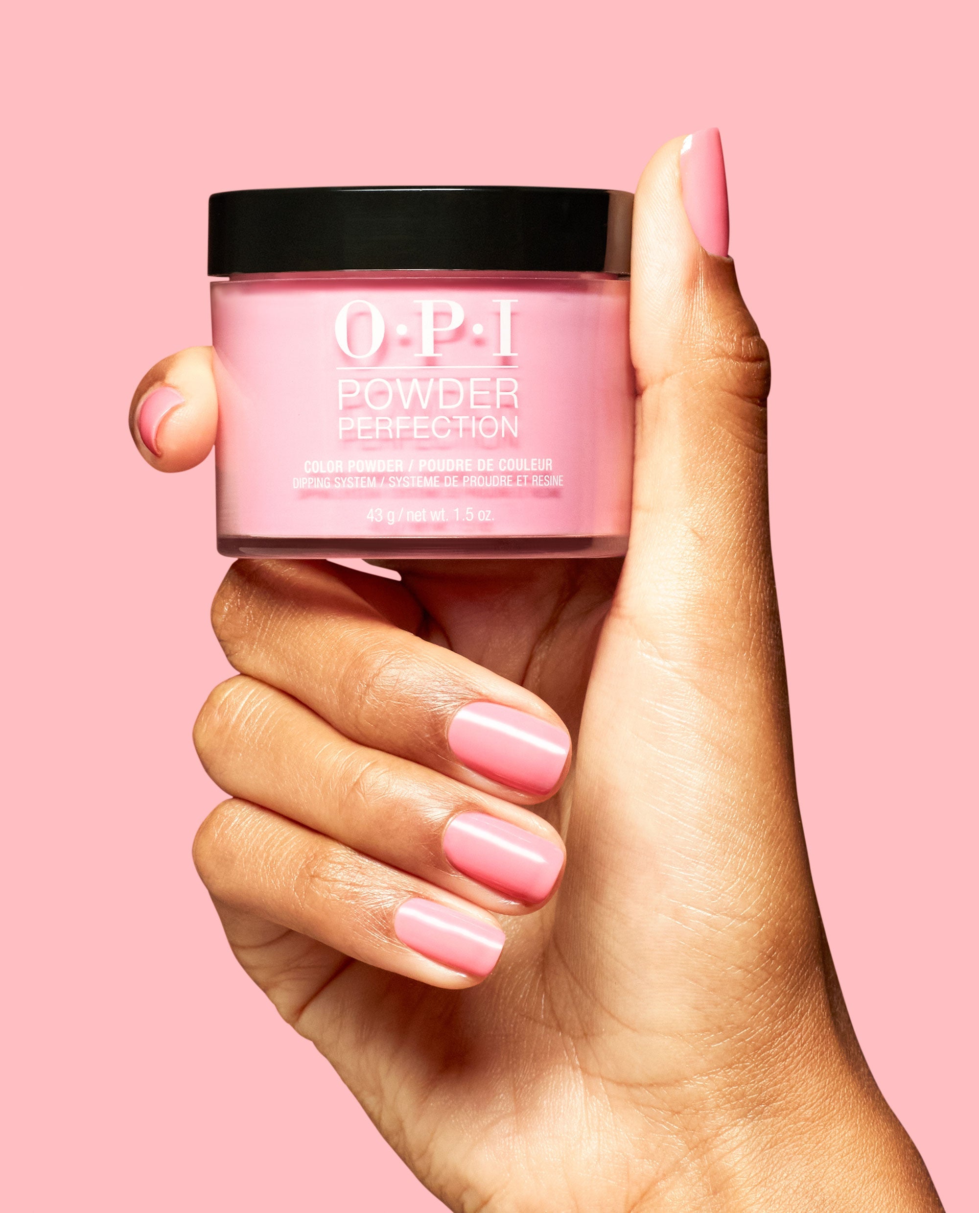Bathtime Bubbly Fizzy Pink Nail Dip Powder Hand and Product