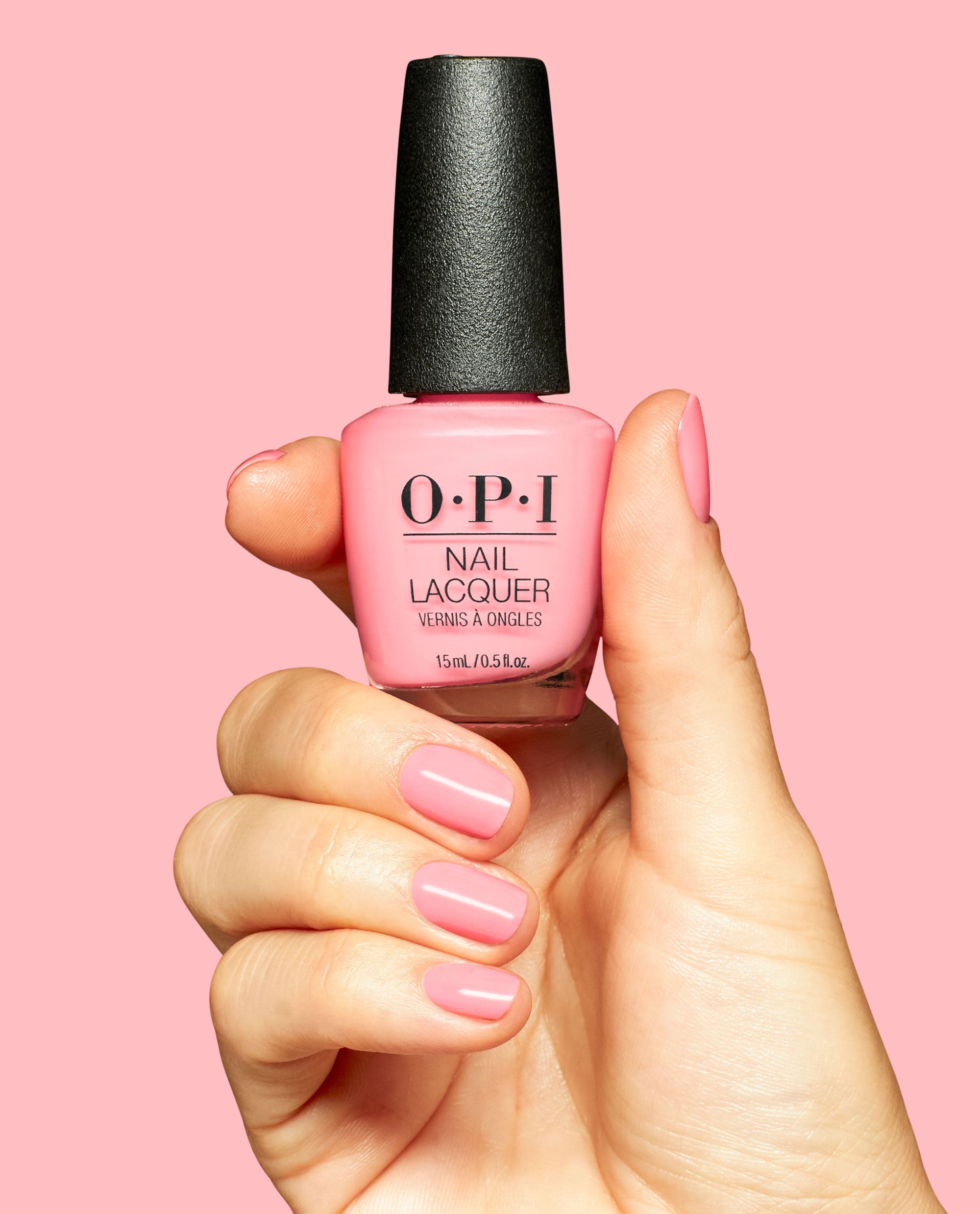 Bathtime Bubbly Fizzy Pink Nail Polish Hand and Product