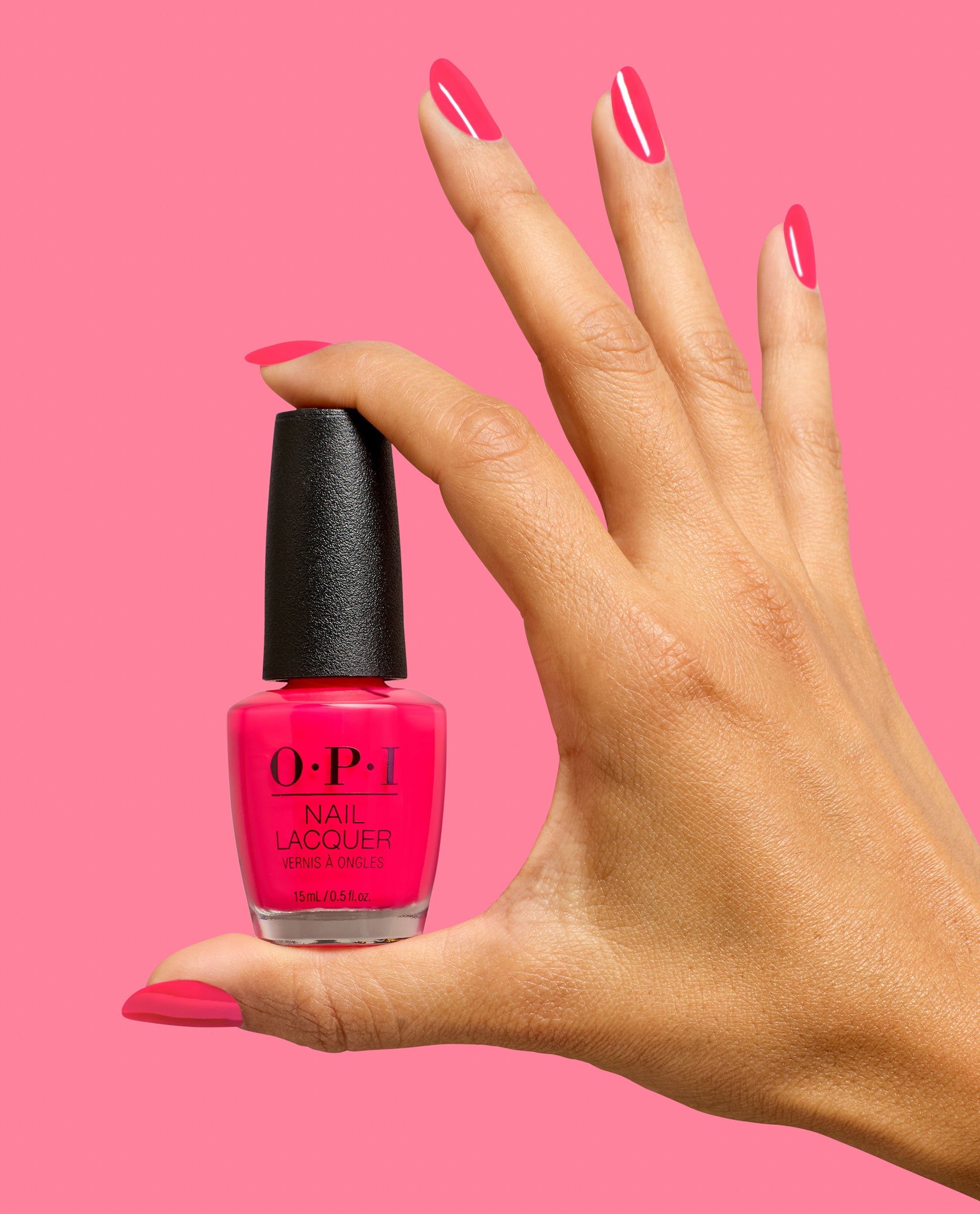 Bright Where I Belong! Bright Pink Nail Polish Hand and Product