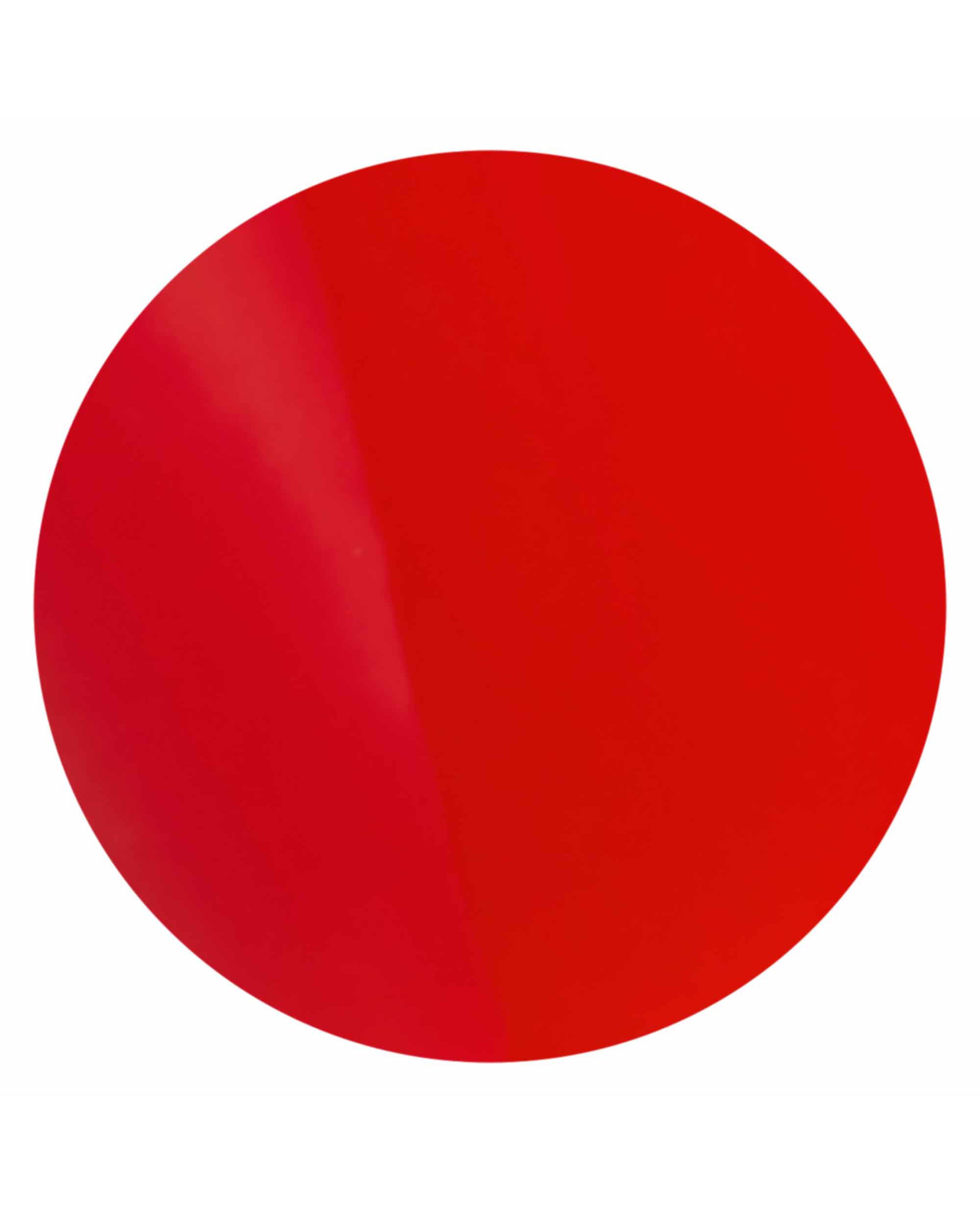 Glossy coral-red OPI Cajun Shrimp xPRESS/ON nail color swatch shown as a smooth circular dot on a white background.