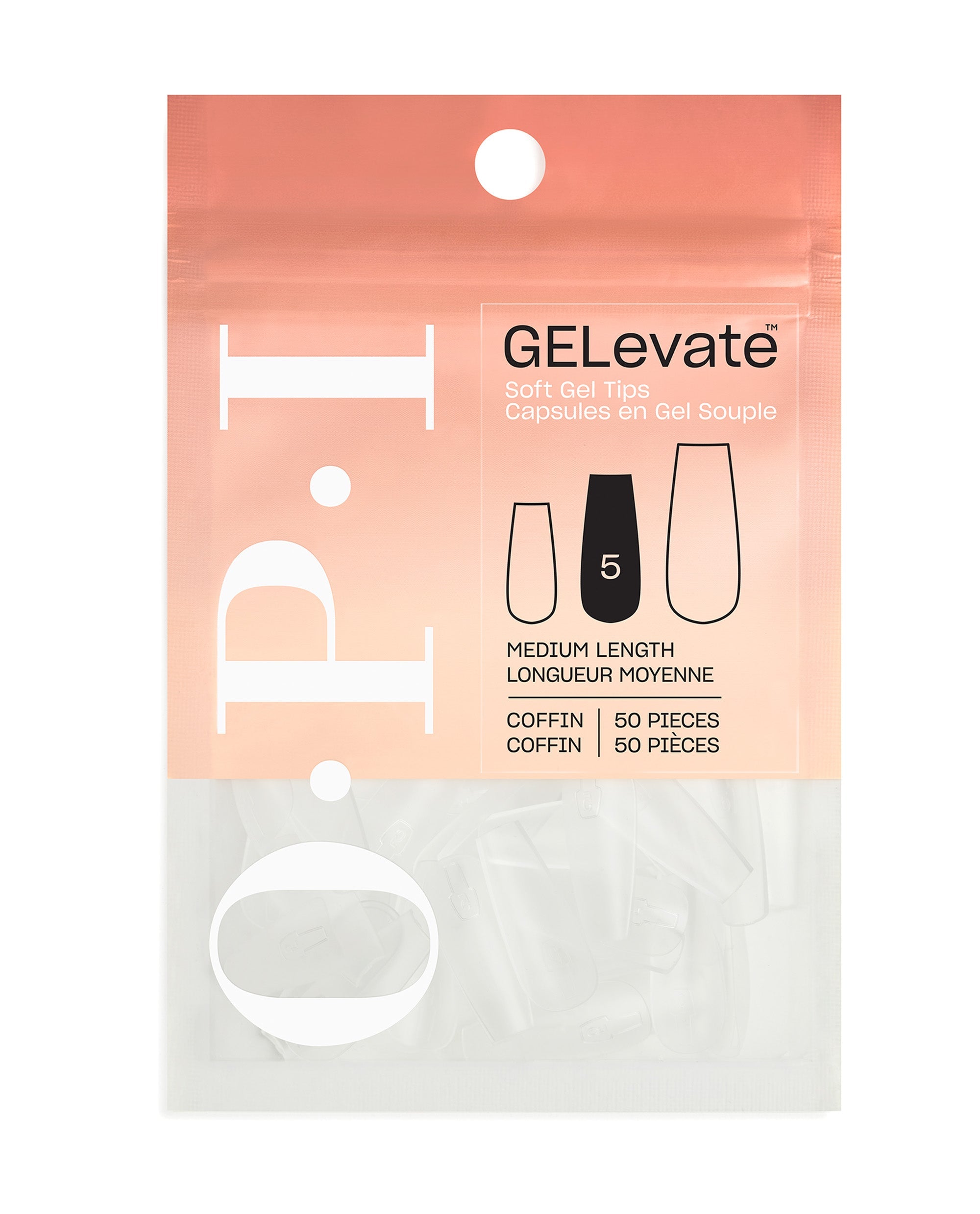 GELevate™ Soft Gel Tips Refill Pack - Coffin Shape Medium Length