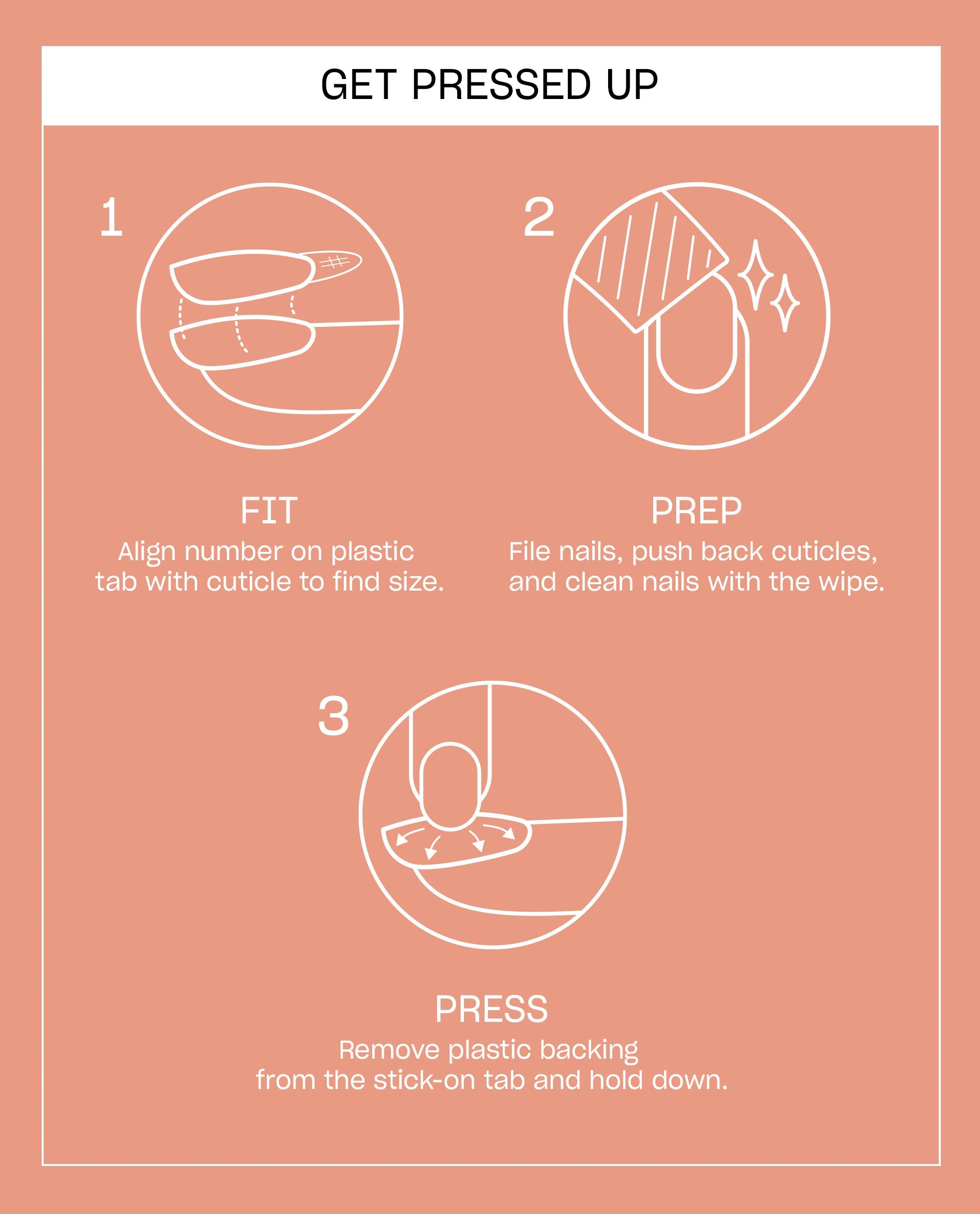 Double Shot of Glaze Sticking Point guide for OPI fall nail colors shows three press-on nail steps: fit the tab, prep nails with a wipe, then remove backing and press down.