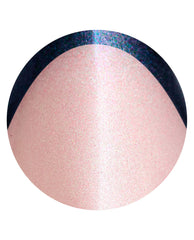 French Rebel On Point artificial nail displays a pale pink shimmer base with a deep navy French tip, an OPI-inspired fall nail colors look on a clean white background.