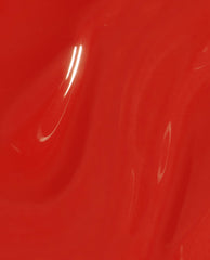 OPI Full of Glambition Infinite Shine nail polish swatch showing a glossy bright red-orange finish, a bold choice for fall nail colors.