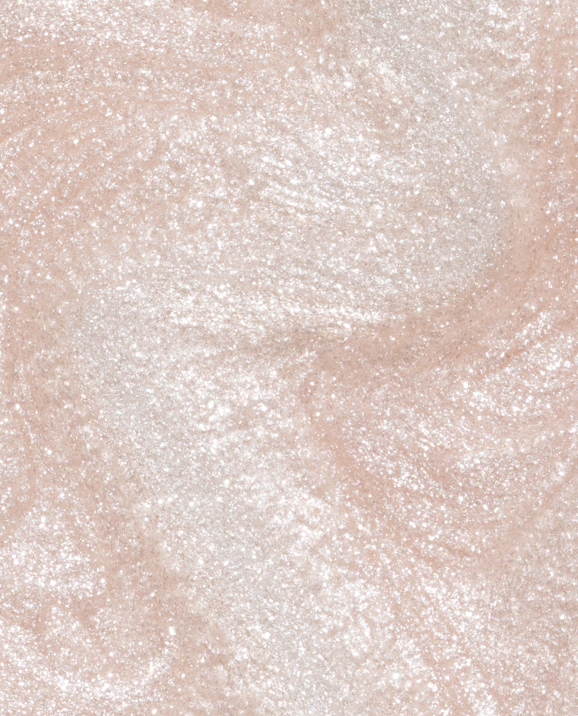 Gemini and I nail lacquer swatch showing a soft champagne nude OPI nail polish with fine pearlescent shimmer flowing in smooth, glossy waves across the surface.