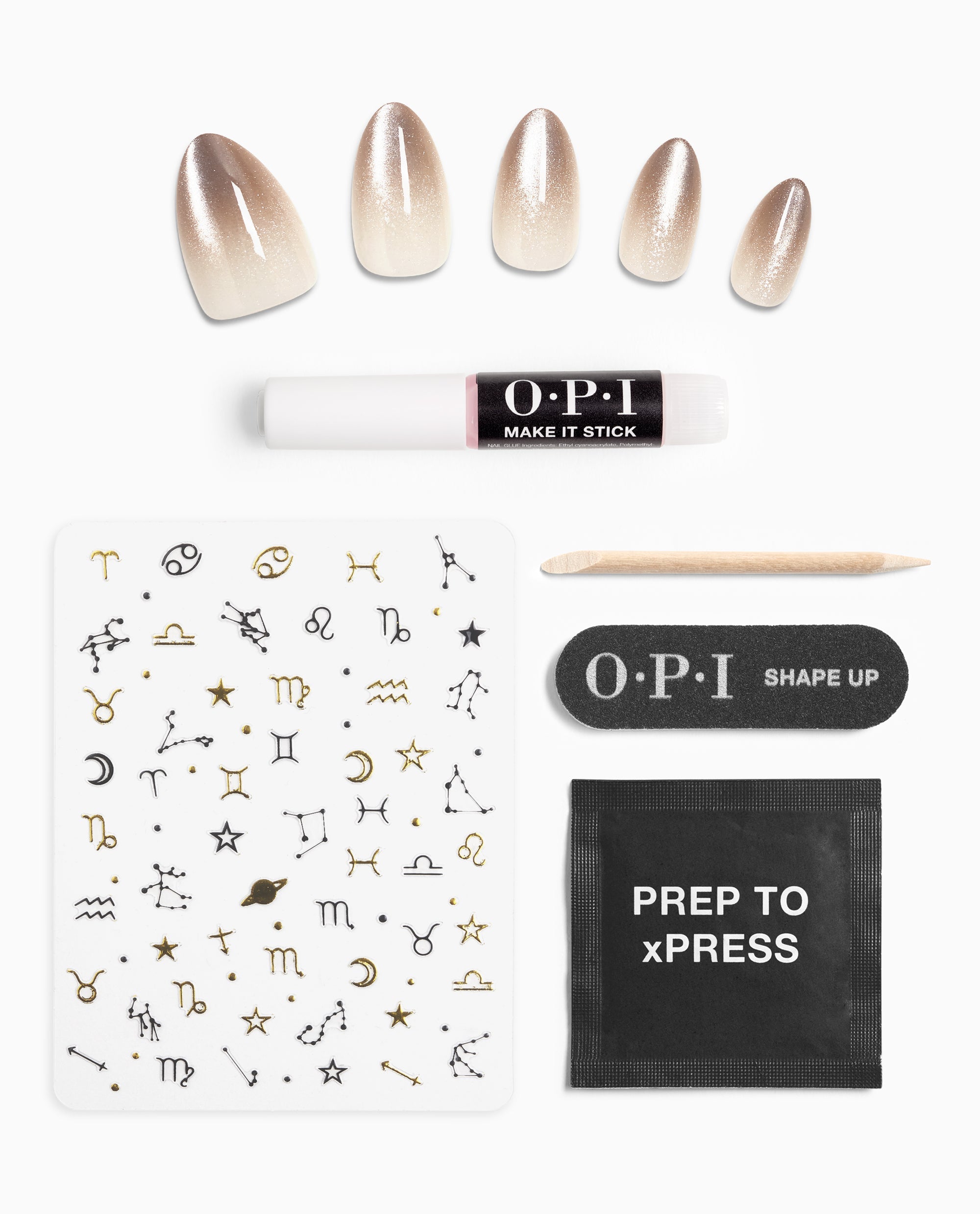 OPI Gemini'm a Flirt Neutral Press On Nails Contents