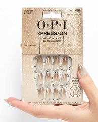 OPI Gemini'm a Flirt Neutral Press On Nails Hand and Product