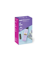 OPI GELement Gel Removal Kit gift set box angled on white background, showing lavender Expert Touch lacquer remover bottle, nail file, wooden cuticle stick and foil wraps, promoted as an OPI nail polish gift set for easy gel polish removal at home.