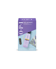 OPI GELement™ Gel Removal Kit gift set box showing purple and blue packaging with Expert Touch lacquer remover bottle, nail file, wooden cuticle stick, and foil wraps, marketed as an OPI nail polish gift set for easy gel polish removal at home.