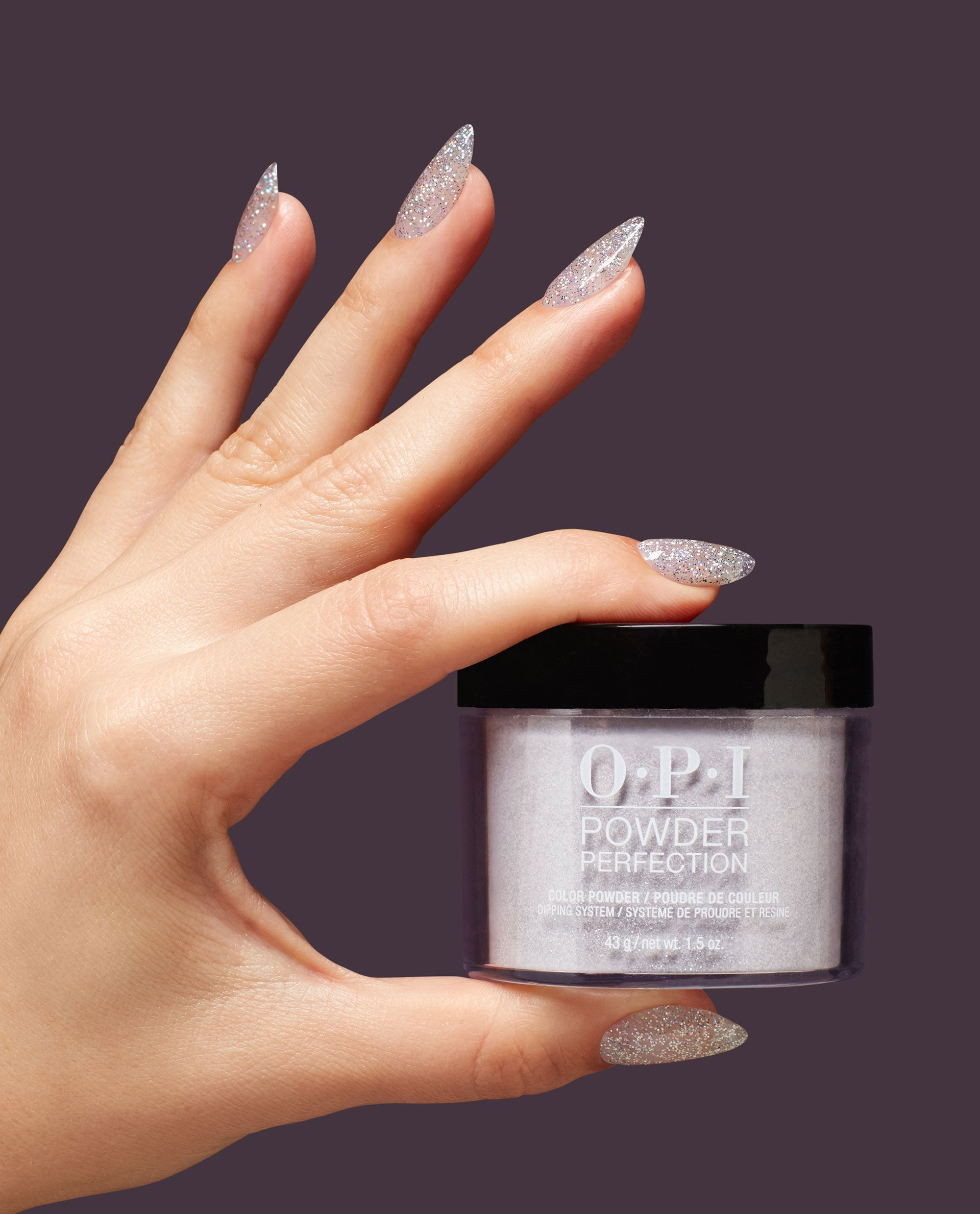 Halo There! Silver Glitter Dipping Powder Hand and Jar