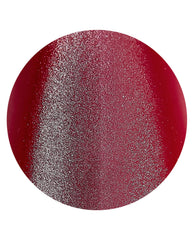 Kiss My Chic On Point nail color displays a deep ruby red shimmer swatch with fine metallic sparkle on a white background, ideal for OPI fall nail colors.