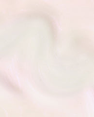 Kyoto Oyster OPI Infinite Shine white nail polish swatch showing a sheer pearly ivory shade with soft pink shimmer and glossy finish on a close-up texture background.