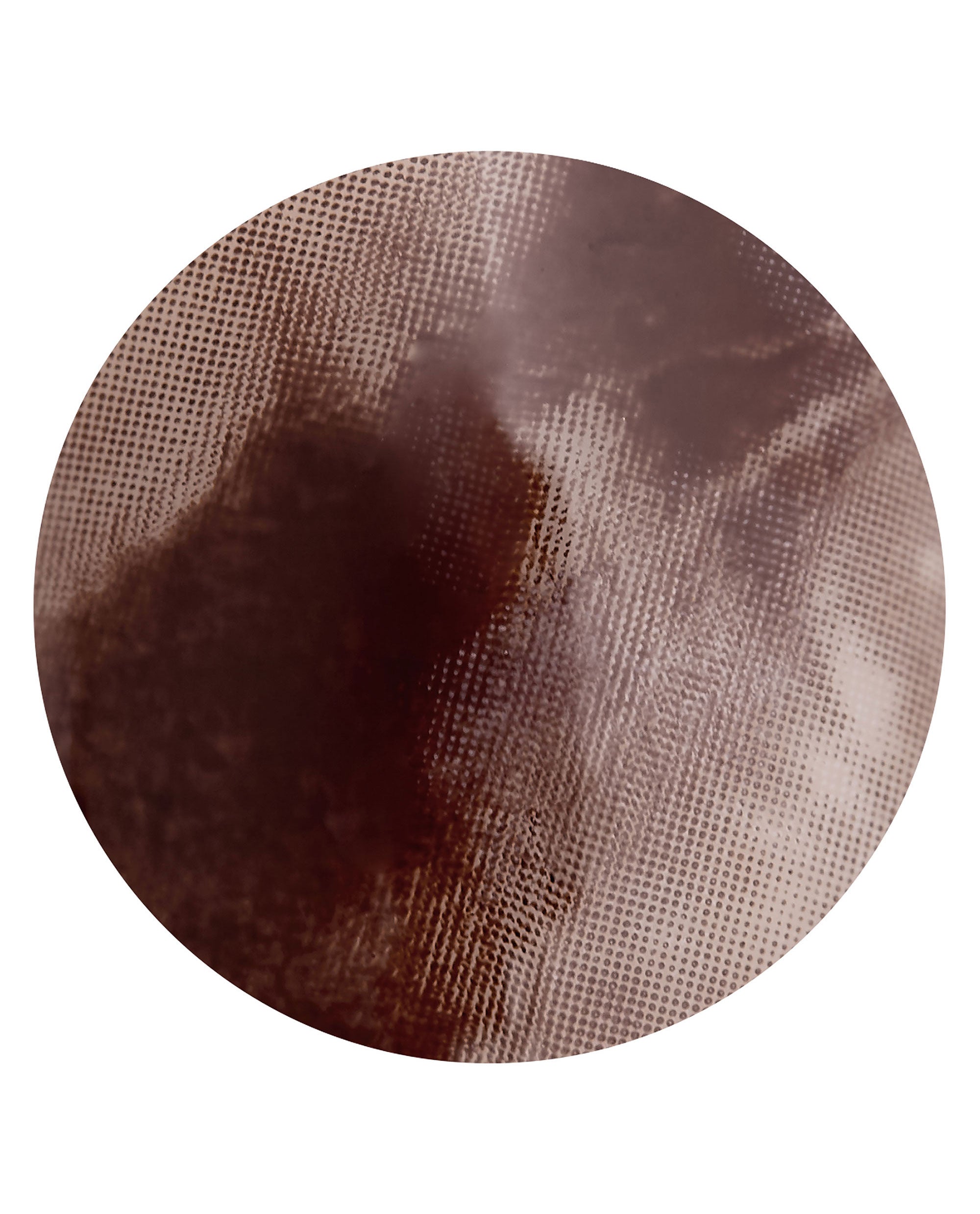 OPI Latte-tude xPRESS/ON artificial nail swatch shows a glossy sheer brown tortoiseshell-inspired pattern in a circular close-up on a white background, a warm pick for fall nail colors.