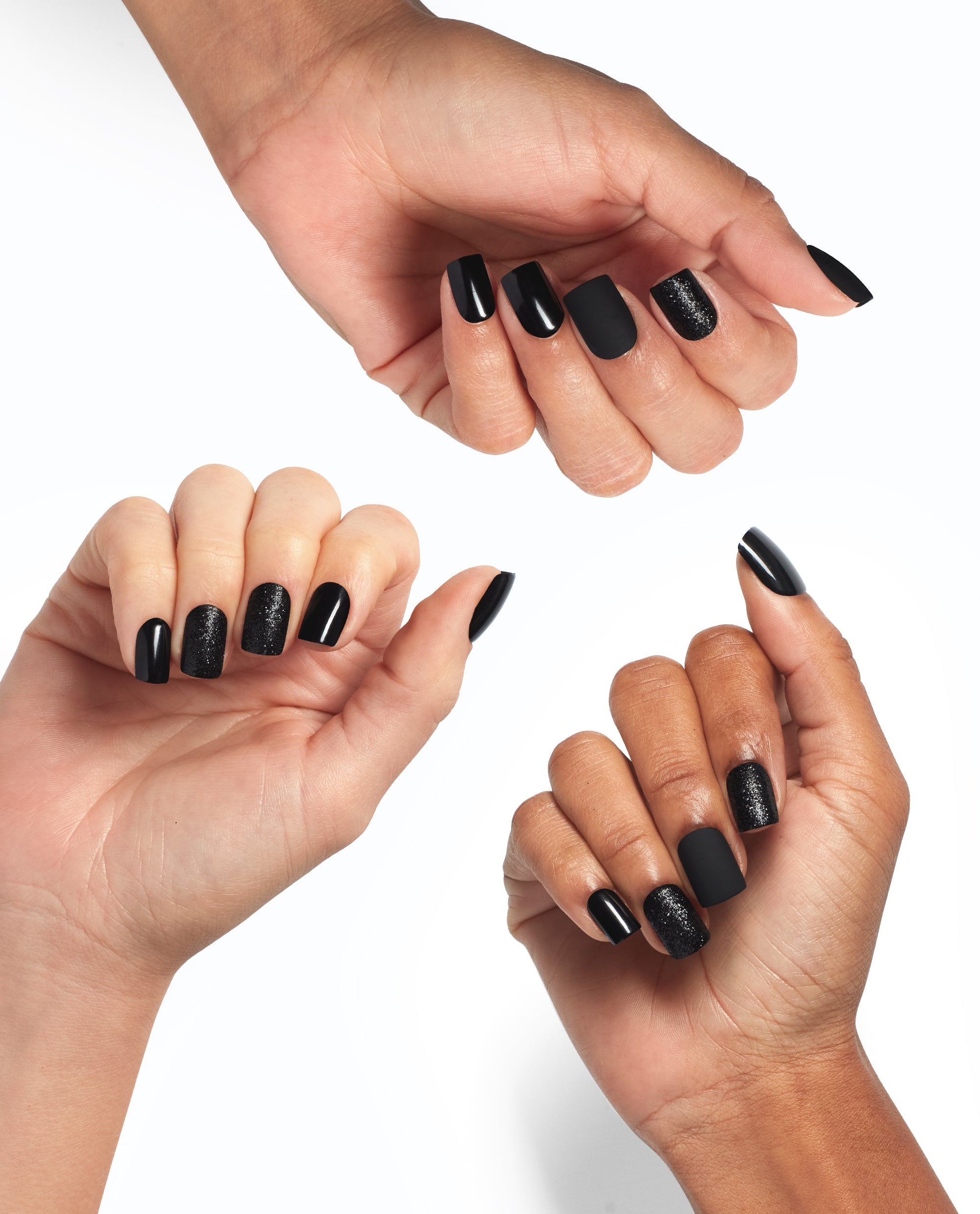 Little Black Onyx Dress Black Press-on Nails Mani