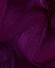Louvre Me Lourve Me Not OPI Infinite Shine swatch showing a deep plum purple shimmer polish with fine sparkling flecks, a rich choice for fall nail colors.