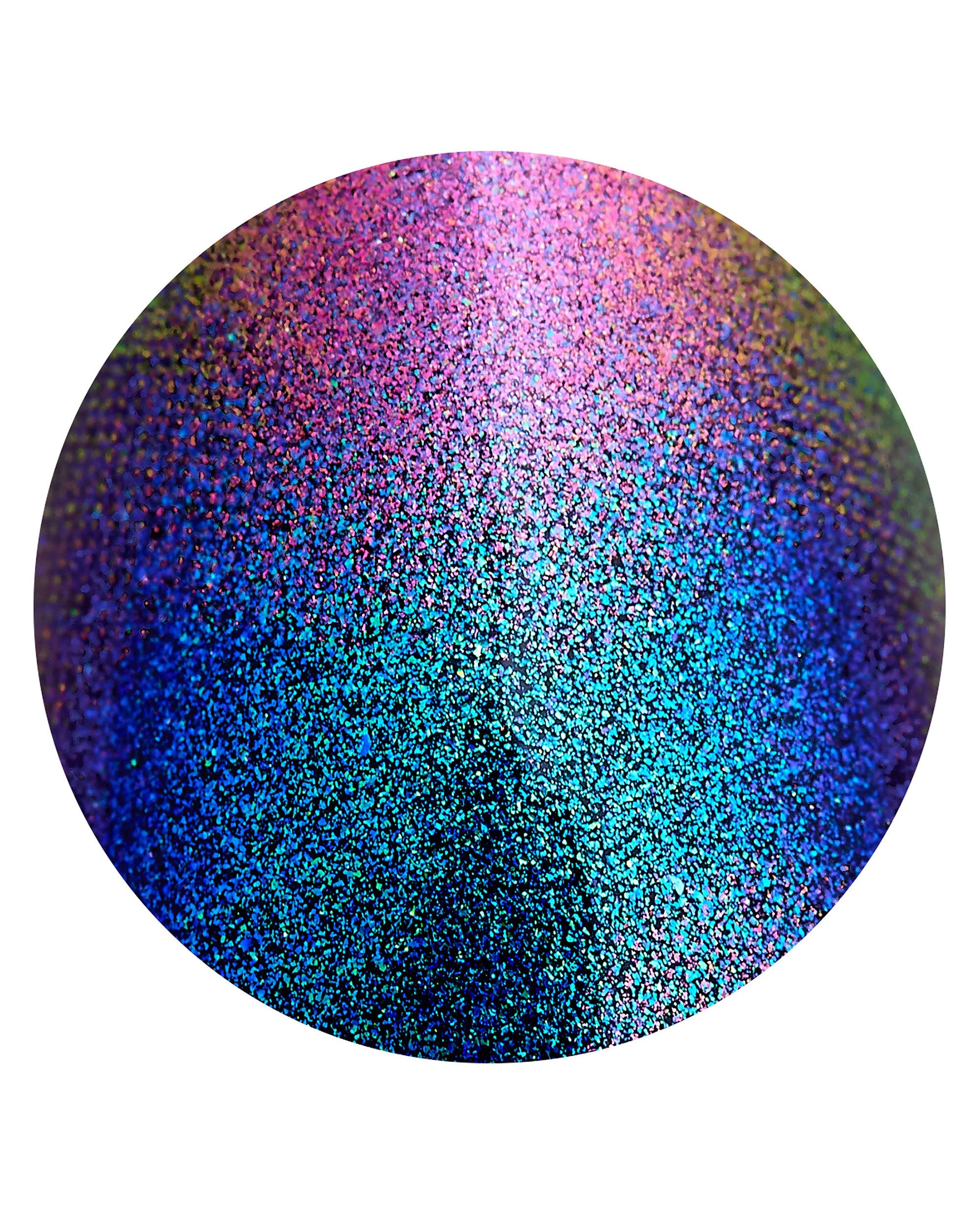 Milky Mani Way Sticking Point nail art swatch shows a speckled iridescent finish shifting blue, teal, purple, and pink on a white background, a bold accent for OPI fall nail colors.