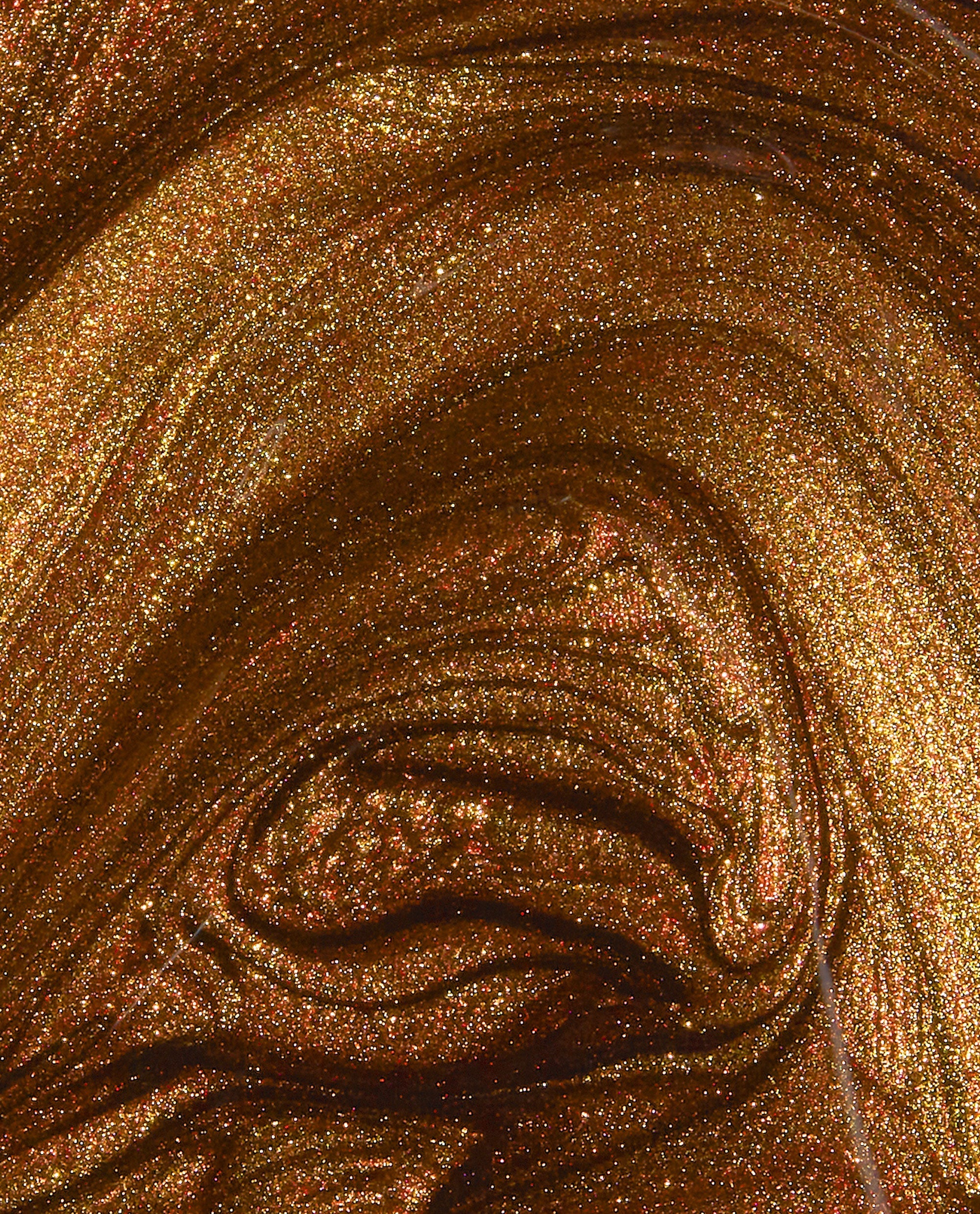 Millennium Mocha nail lacquer swatch shows a rich mocha-brown base with golden bronze shimmer and fine glitter, a warm OPI shade for fall nail colors.