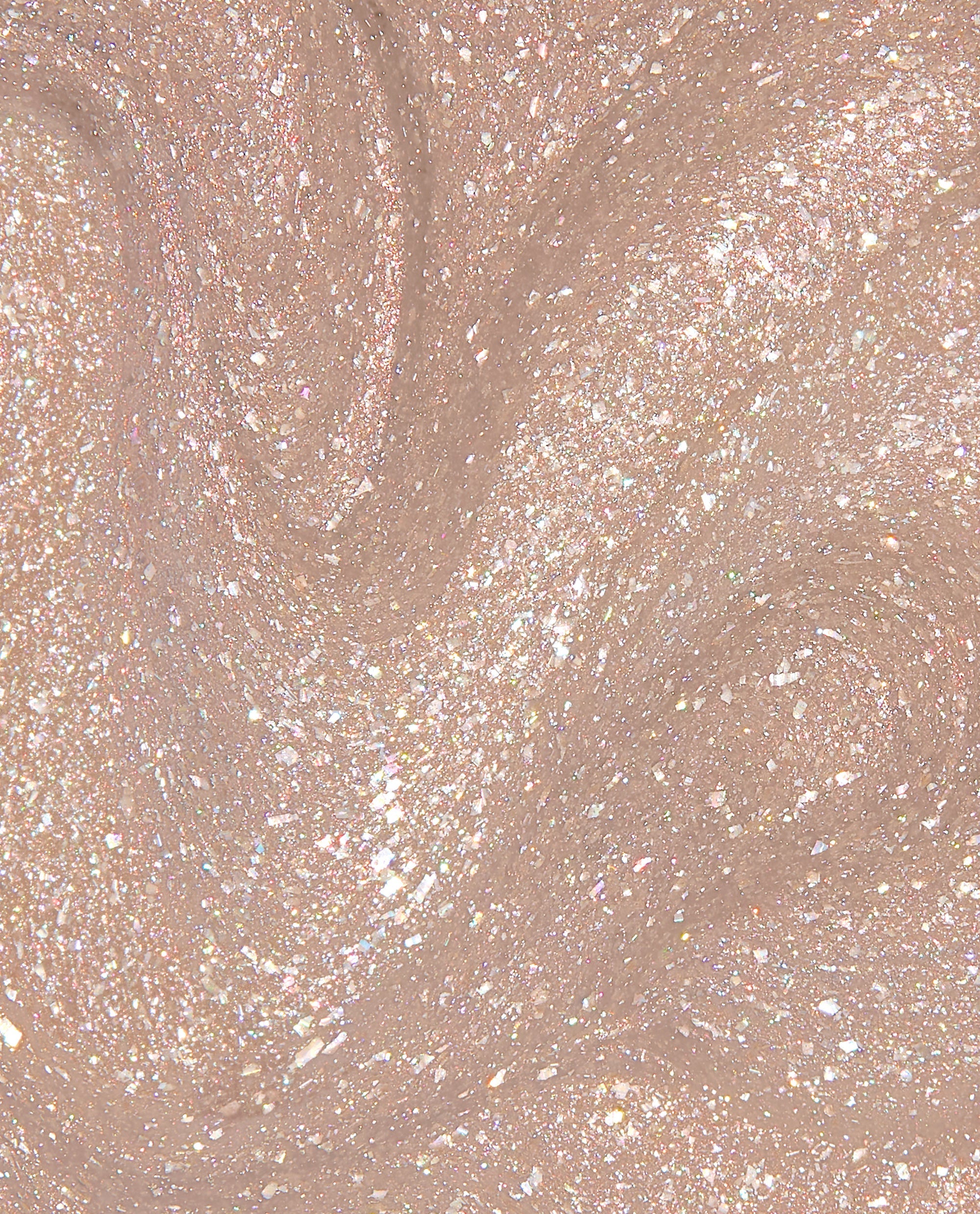 OPI My Private Yacht Infinite Shine nail polish swatch showing warm taupe shimmer with iridescent glitter flakes, a sparkling neutral option for fall nail colors.