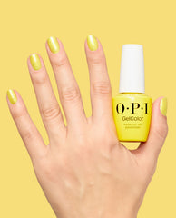 Paintin' on Sunshine! Vivid Yellow Shimmer Gel Nail Polish Hand and Product