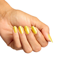 Paintin' on Sunshine! Vivid Yellow Shimmer Gel Nail Polish Mani