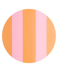 Pass my Towel OPI xPRESS/ON nail swatch showing trending vertical stripes in soft pink and warm orange on a clean white background.