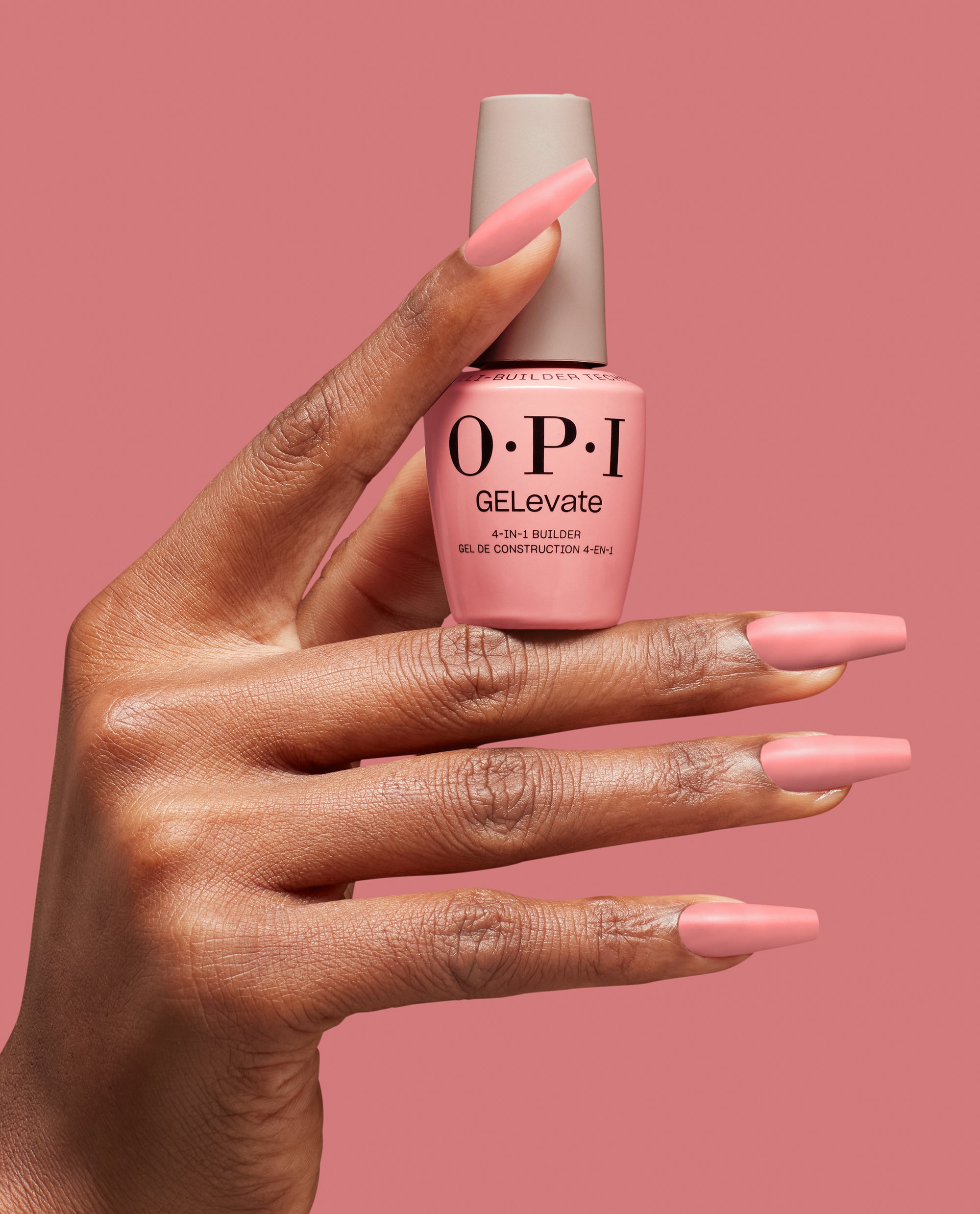 Pink Over-slay Nail Builder Gel Hand and Bottle
