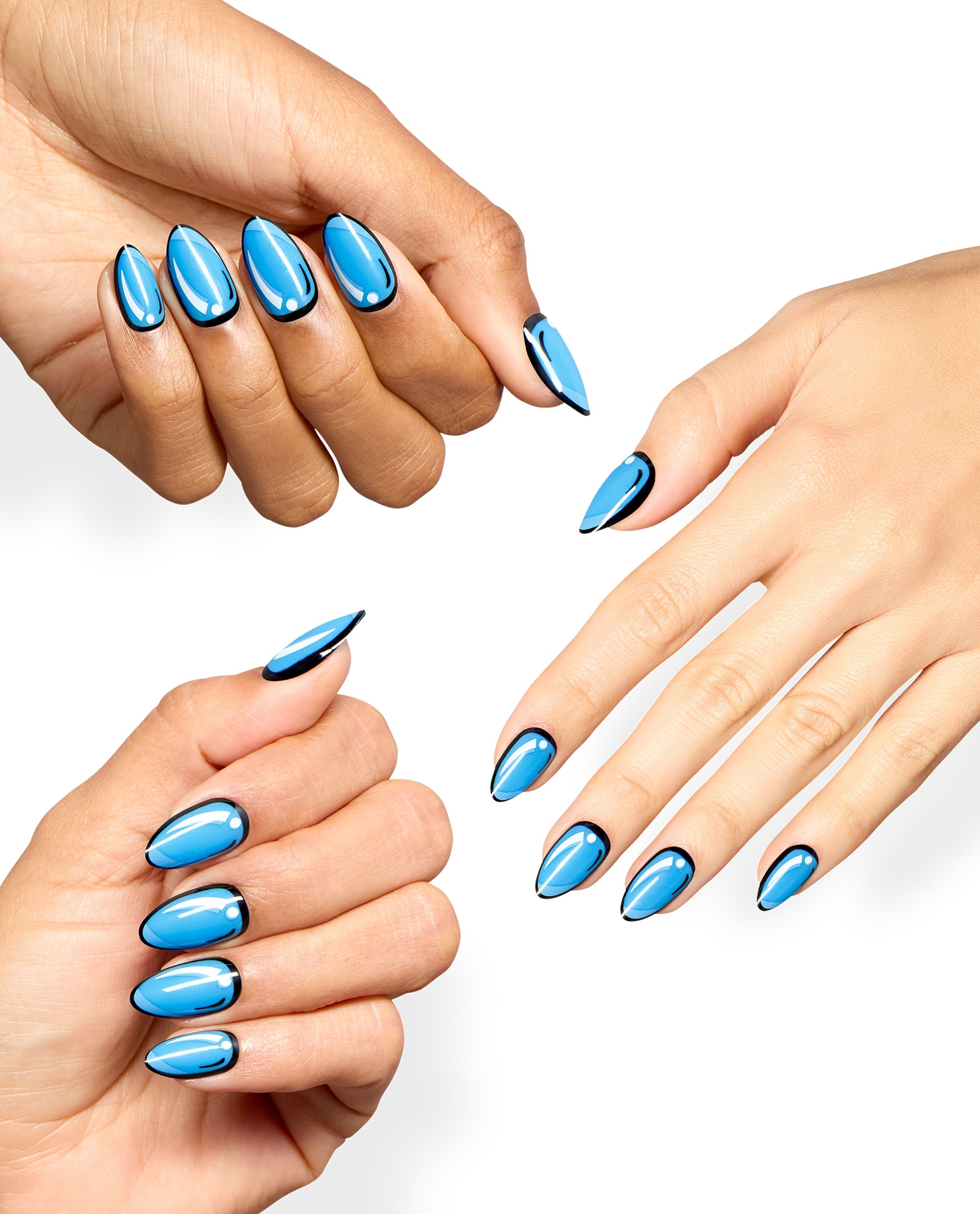 Planetary Pop Blue Press-On Nails Mani