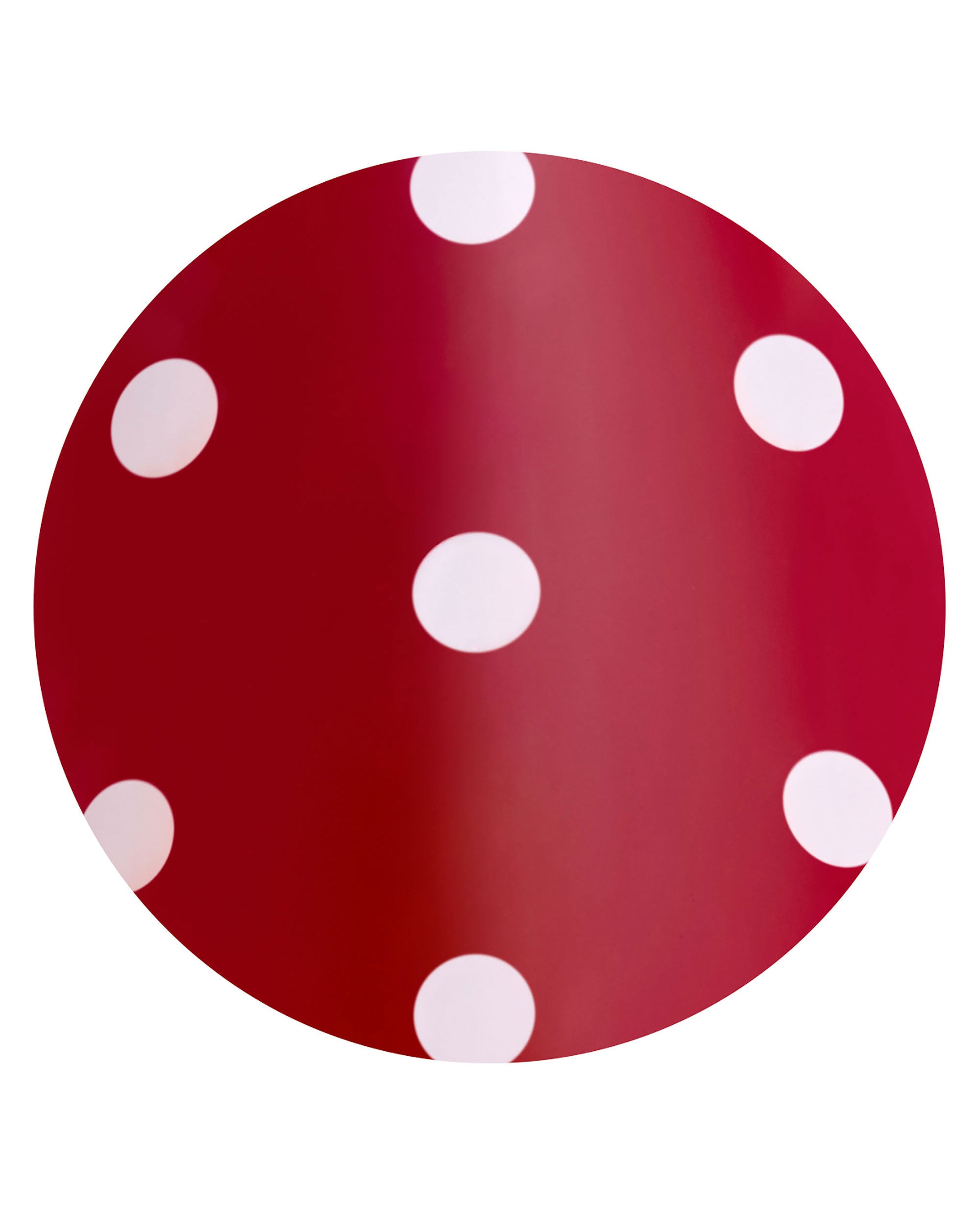 Polka Dot Com Sticking Point artificial nail design shows glossy deep red OPI fall nail colors with crisp white polka dots on a clean white background.