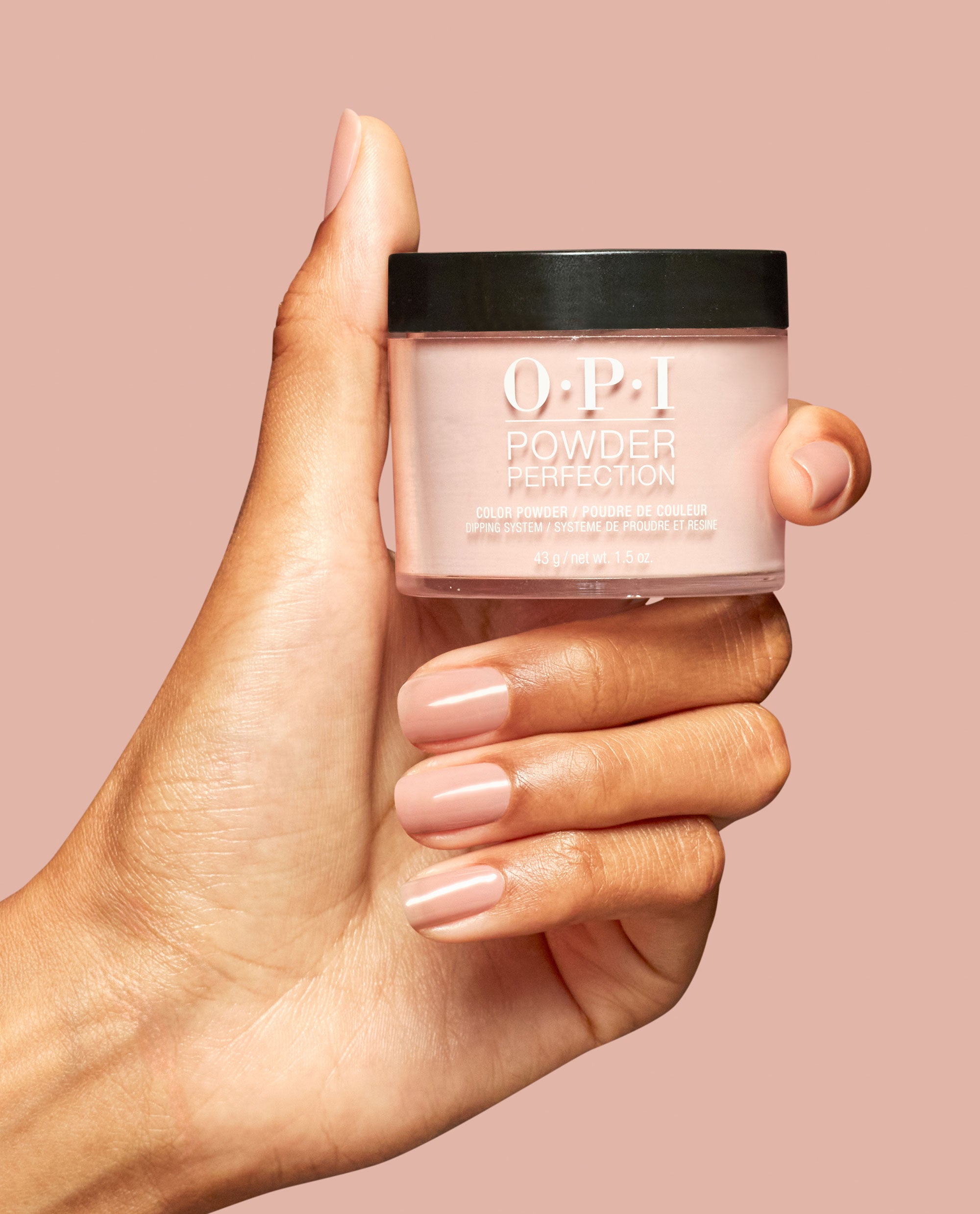 Put it in Airplane Mode Nude Brown Nail Dip Powder Hand and Product