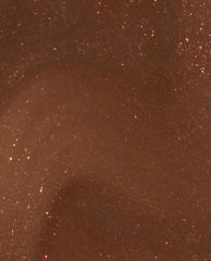 OPI Awe of a Sudden RapiDry nail polish swatch displays a warm chestnut brown shimmer with subtle multicolor sparkle, ideal for fall nail colors.
