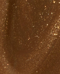 OPI Fast Foodie RapiDry nail polish swatch shows a glossy caramel brown shade with sparkling gold shimmer, a warm choice for fall nail colors.