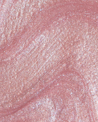 Shimmering rose-pink OPI Flash n’ Flirty RapiDry nail polish swatch showing fine glitter and glossy texture, ideal for a feminine nail polish gift set or quick-dry manicure look.