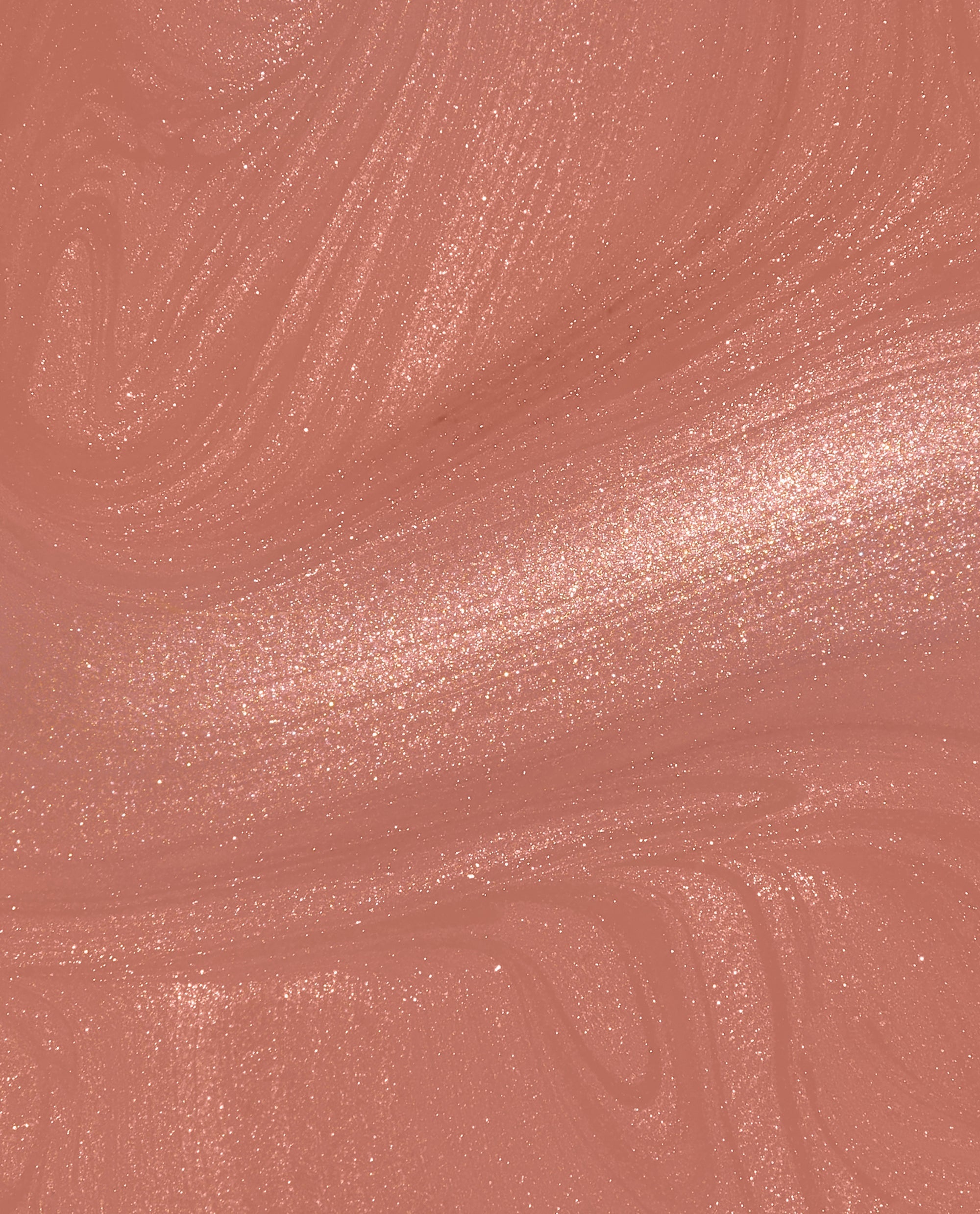 Route Beer Float gel nail polish swatch shows a warm rosy caramel-brown shade with fine golden shimmer and glossy brushstroke texture, ideal for OPI-inspired fall nail colors.