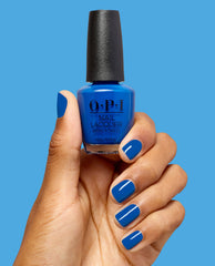 Sea-ze the Day Bold Blue Nail Polish Hand and Product