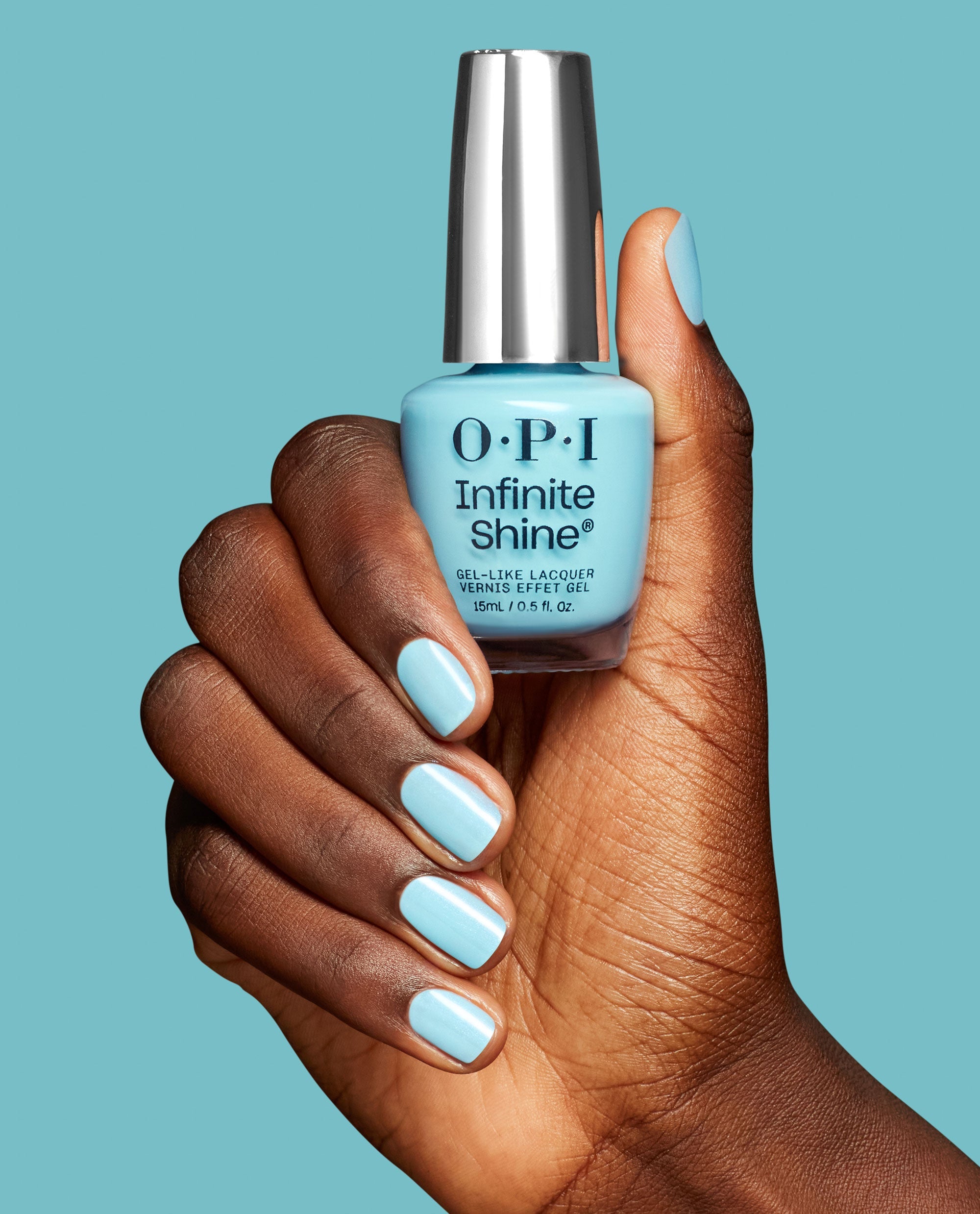 Sea Me Now Blue Shimmer Long Lasting Nail Polish Hand and Product
