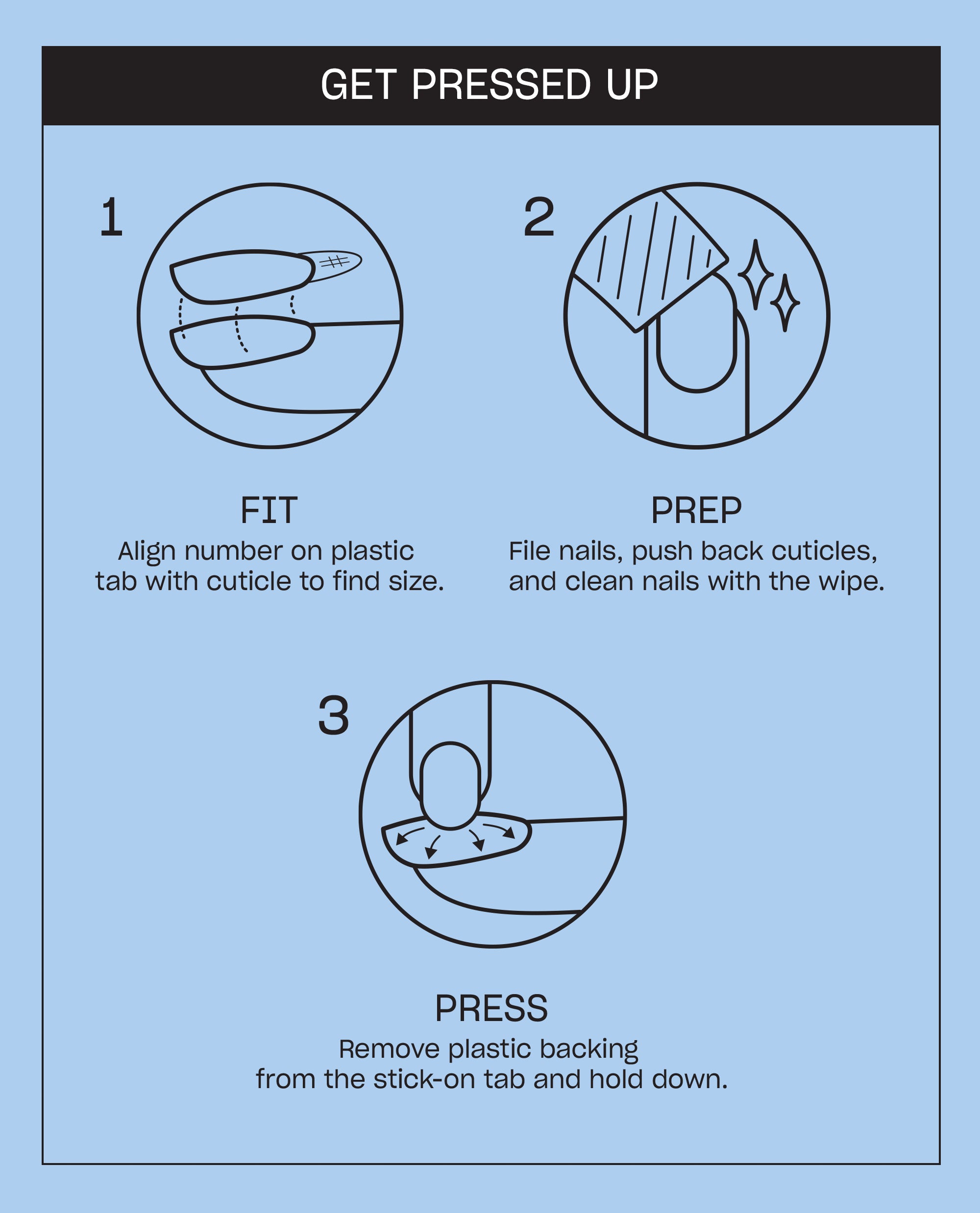 She’s a Hero Light Blue Press-On Nails How to Apply