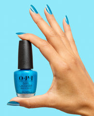 Sky Blue's the Limit Turquoise Shimmer Nail Polish Hand and Product