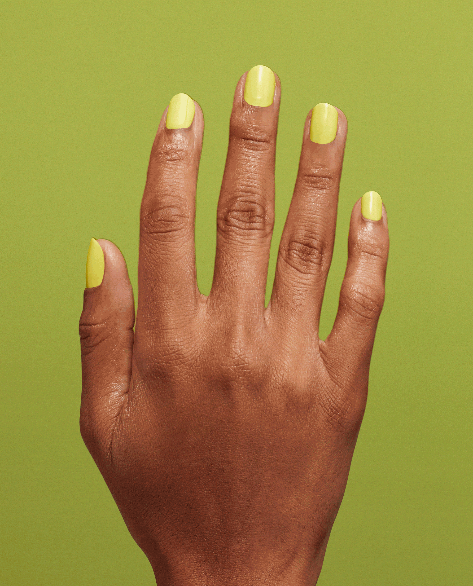OPI Stay Out All Bright Yellow Nail Polish Gif