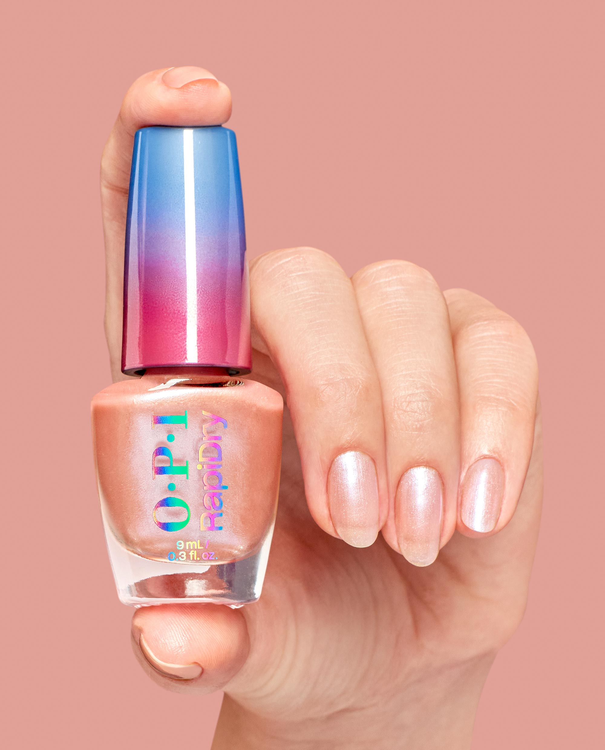 OPI Stun n’ Done Quick-Dry Nail Polish Hand and Bottle