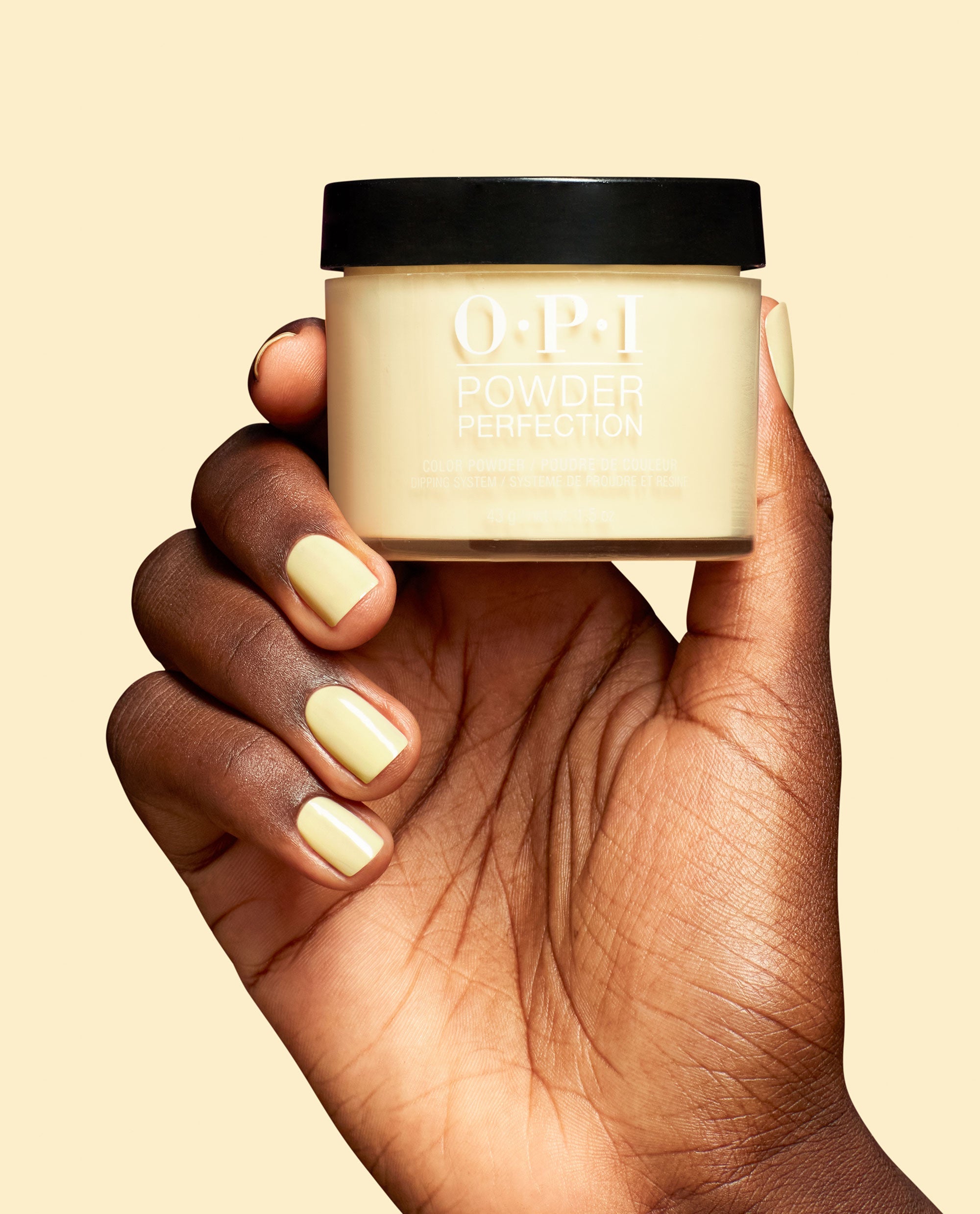 Sunny Bunny Butter Yellow Nail Dip Powder Hand and Product