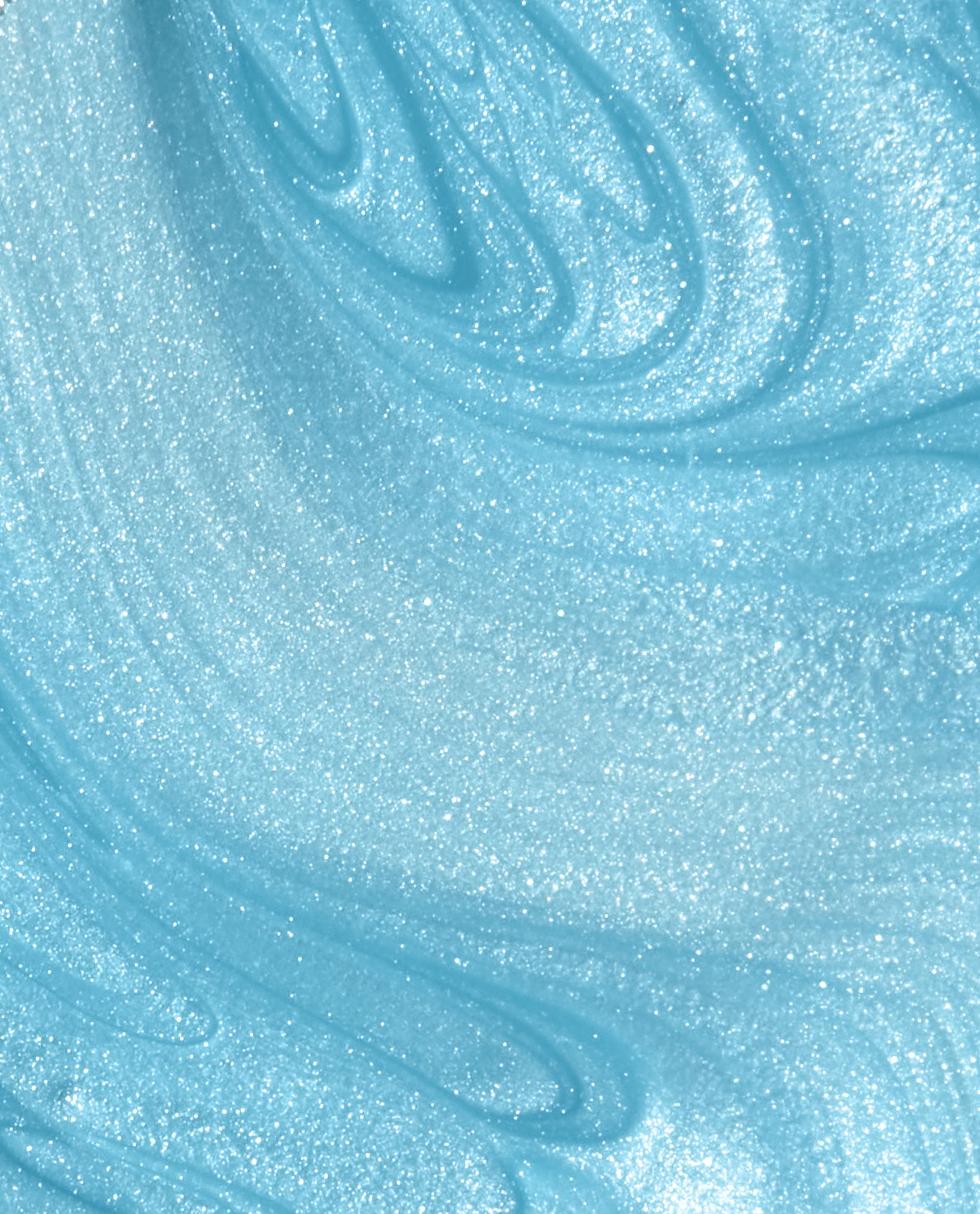 Surf Naked nail lacquer brush swatch shown as a shimmery aqua-blue polish smear with fine sparkle, highlighting OPI trending nail colors in a close-up texture background.
