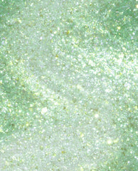 OPI Taurus-t Me Nail Lacquer green nail polish swatch shimmering with a mint base and iridescent gold microglitter, captured in a glossy close-up texture, a fresh pick for spring nail colors.