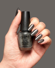 Tempted to Lick-orice Gray Nail Polish Hand and Bottle