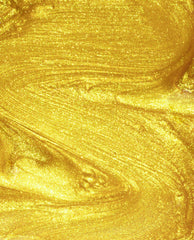 The Leo-nly One OPI nail polish swatch showing metallic, shimmery yellow-gold nail lacquer flowing in smooth, radiant streaks, highlighting its glittery, high-shine finish against a close-up studio background.